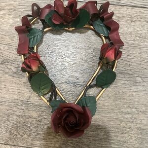 Romantic Vintage Hand Crafted Metal Heart With Metal Roses
